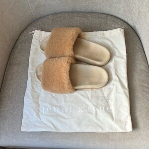 Jenni Kayne Tan Slippers with Shearling Strap Sz 39